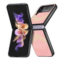 Carbon Fiber Case For Samsung Galaxy Z Flip 4 ,Real Carbon Fiber Matte Geometric Pattern Two V Aramid Slim Light Shockproof Case For Galaxy Z Flip 4 rožinė