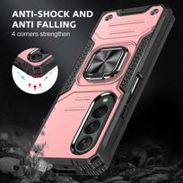 Anti -Dust Finger Ring Holder Coque Case For Samsung Galaxy Z Fold4 5g Fold 4 Zfold4 Hard Strong Cover For Samsung Z Fold4 Cases for Samsung Z Fold 4 rožinio aukso spalvos