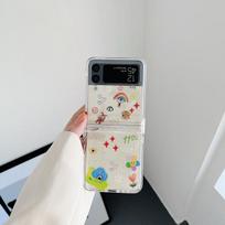 Skirtas Samsung Z Flip 3 dėklui, permatomo mielo rašto su apyrankės telefono dėklu, skirtu Samsung Z Flip 4 Zflip4 Allinone kietu nugarėlės dangteliu Z Flip 3