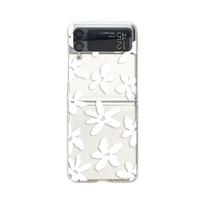 For Samsung Galaxy Z Flip 4 3 Case Colorful Flowers Painted Transparent Shockproof Hard Back Cover For Samsung Zflip4 Flip3 Case For Samsung Z Flip 4