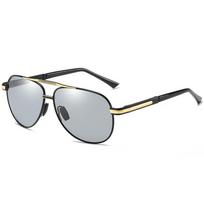Fashion Metal Frame Photochromic Polarized Sunglasses Outdoor Vintage Anti Glare Driving Glasses UV Protection Eyewear white