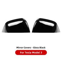Carbon Fiber Car Paste Side Door Mirror Cover For Tesla Model 3 Model Y Auto Exterior Accessories ABS Sides Rearview 3 Paint Black