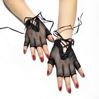 1 pora tinklinio tinklelio pirštinių nėrinių apyrankės pirštinės Goth Punk Rock Lolita pirštinės LXY juoda