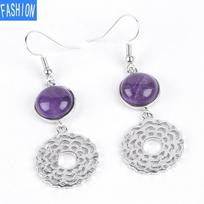 Joga Moteriški Natūralūs krištolo papuošalai Septynių čakrų simbolis Auskarai Aura Meditacija Energijos Auskarai amethyst