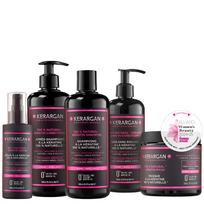 Kerargan - Kit Shampoing, Après-Shampoing, Masque, Sérum et Soins Sans Rincage à la Kératine - Sans sulfate, paraben et silicone - 1950 ml 1950 rožinė