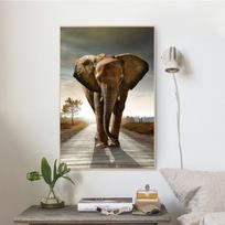 Gyvūnai Drobės Tapyba Sienų Menas Paveikslėliai Afrikos laukiniai drambliai Sienų menas svetainės dekoravimui Plakatai ir spaudiniai be rėmelio 21*30cm black