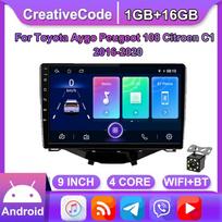 Automobilinis radijas, skirtas Toyota Aygo Peugeot 108 Citroen C1 2016-2020 2 Din Car Multimedia Player Android Auto Car Stereo 1+16GB gray