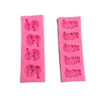 Santa Claus Cake Mold Non-stick Heat-resistant No Odor 4 Grid/5 Grid Baking Supplies Food Grade Lovely-pattern Baking Mold for Home pink