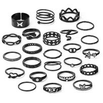 Twisted Butterfly with Diamonds Spiral Rings 24 Piece Double Hands Ring Set Combo Gift Girls Nightclub Accessories Combo Cold Ring Set juoda