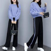 Joker Long-Sleeved Casual Sweatshirt Set Large Size Spring and Autumn Women's Clothing XXL