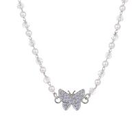Vintage Multi-layer Necklace Butterfly Chain Pendant Necklace Fashionable Trend Accessory white