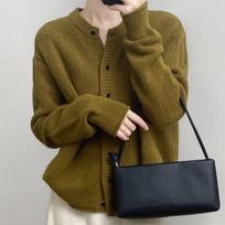 Lazy outerwear with knitted sweater women spring and autumn design sense niche o neck long sleeve knitted cardigan female top One Size armijos žalia spalva
