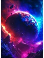 Spalvingas kosmonautas ant riedučių grojantis gitara drobės tapybos plakatas Spausdintas abstraktus sienos menas svetainei namų dekoravimui Cuadros 21x30cm No Frame blue