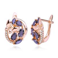 MINTHA Butterfly Clip Earrings Trendy Rose Gold Color Fashion Jewelry Black Cubic Zirconia Geometry Drop Earrings For Women Geometry Earrings A beige