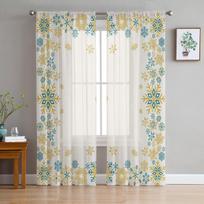 Kalėdinės žiemos snaigės Miegamojo skaidrios permatomos užuolaidos šventinės dekoracijos langas Voile tiulio užuolaidos 135W x 114H(cm) white