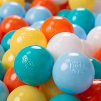 KiddyMoon minkšto plastiko žaidimo kamuoliukai vaikams 100 kamuoliukų/6cm-2.36in, balta/geltona/oranžinė/mėlyna/turkio spalva 100 Balls/6cm-2.36in