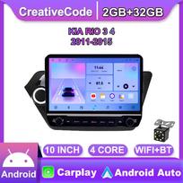 Android automobilinis radijas, skirtas KIA RIO 3 4 2011-2015 su mygtuku 10 colių daugialypės terpės grotuvas Navigacija GPS Carplay 2+32GB