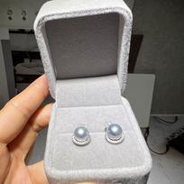 8-9mm Japanese seawater pearls True Domoto earrings Fashion Light luxury high-level sensory ear decoration Exquisite retro girlfriend sidabro pilka spalva