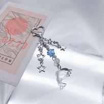 Penkiakampis Starfish Dolphin Pearl emalio raktų pakabukas Gražus jūros paplūdimio pakabukas, skirtas pasidaryti rankų darbo automobilio pakabinimo grandinėlę white