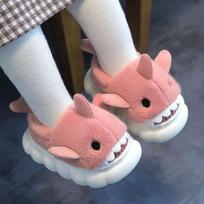 Kūdikių pliušinės šiltos šlepetės Minkštos BABY Shark Šlepetės Namai Miegamojo Batai Neslystantys Kūdikių Buitiniai Žieminiai Batai Vaikams berniukams ir mergaitėms 24-25 white