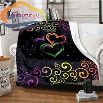 Love-miss you-gift for girlfriend Fluffy Blanket Flannel Warmth Soft Plush Sofa I love you Heart pattern blanket Tourist 75x90cm