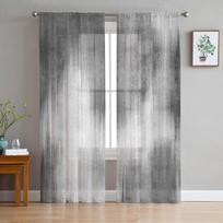 Abstrakčios juodos baltos tiulio užuolaidos, skirtos svetainei miegamajame Voile permatomos užuolaidos lango namų dekoro užuolaidos 135W x 137H(cm) gray