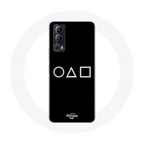 Coque Vivo Y72 Squid Game logo symboles cercle carre triangle Fond Noir