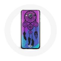 Coque pour samsung galaxy J7 2016 Attrape Rêve Noir Fond Bleu et Violet