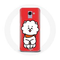 Coque pour Samsung Galaxy A6 2018 BTS Bangtan Garçons BT21 RJ de Jin Fond Rouge