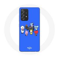 Coque pour Samsung Galaxy A33 5G BTS BT21 Tata Chimmy Cooky Rj Koya Shooky Et Mang Jouent De la musique Fond Bleu mėlyna