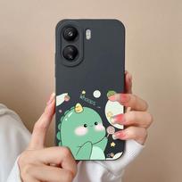 Skirtas „Xiaomi Redmi Note 13 Pro 13R 13C K60 Ultra K70 Pro K70E“ dėklui mielam dinozaurui, aukštos kokybės matiniam skysto silikono galinio dangtelio apsauginiam korpuso buferiams Redmi K60 Ultra