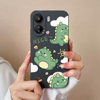 Skirtas „Xiaomi Redmi Note 13 Pro 13R 13C K60 Ultra K70 Pro K70E“ dėklui mielam dinozaurui, aukštos kokybės matiniam skysto silikono galinio dangtelio apsauginiam korpuso buferiams Xiaomi Redmi K70E