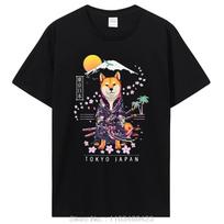 Shiba Inu Tshirt Japanese Aesthetic Sakura Cherry Blossoms T-Shirt Unisex Clothing Oversized T Shirt Graphic Tees L gray