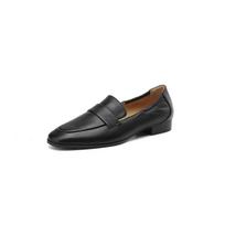 Krazing Pot Sheepskin Round Toe Low Heels Spring Shoes Brogues Slip on Big Size 43 Leisure Women Pumps 34 juoda