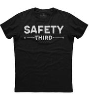 Safety Third Arrow Signed Funny Short Sleeve Black Unisex T-Shirt S
