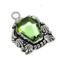Natural Peridot Gemstone Handmade 925 Sterling Silver Gift Pendant 1.58  T9C41 beige
