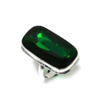 Natural Peridot Gemstone Handmade 925 Sterling Silver Jewelry Ring Size 7 W2Y80 black