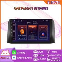 Skirta UAZ Patriot 3 2016 - 2021 Automobilių radijas Multimedijos grotuvas Navigacija GPS WIFI Stereo Auto Android Carplay 2 Din 2+32GB 2+32GB