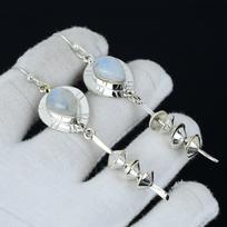 Natūralus vaivorykštės mėnulio akmens auskaras, sidabrinis auskaras, kriaušės brangakmenio auskaras, 925 sterlingų sidabro auskaras, natūralus brangakmenis, meditacinis auskaras 3.14 balta