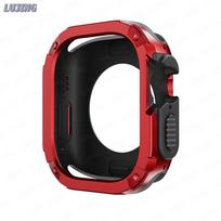 2 viename dėklas, skirtas Apple Watch Series 8 7 6 5 4 SE Ultra2 41mm 45mm 40mm Apple laikrodžio dėklui 44mm 49mm TPU + PC atsparus smūgiams apsauginis buferis, skirtas iwatch Ultra1/2 49mm raudona