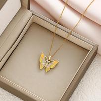 Butterfly Clavicle Chain Fashionable and Versatile Necklace beige