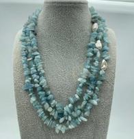 3strds Natural green  Nucleated Pearl necklace