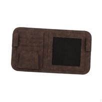 Automatinis saulės skydelis Organizatorius Automobilių kortelių laikiklis Multi Pocket Universalus akinių laikiklis Mobilus Telefonas ruda