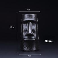 Indian Idol Totem TIKI Puodelis Retro Havajų Baras Keramikos Gėrimų Puodelis Kokteilis Stiklo Akmens Statula Paplūdimio Maišymo Vyno Smoothie Indelis Black Stetu Mug 700ml