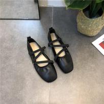 Spring Ballet Flat Shoes Women Comfy Leather Shoes 2024 Women Luxury Women Square Toe Flat Mary Janes Ladies Shoes Double Buckle 35