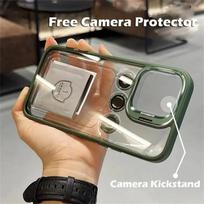 Lens Metal Ring Stand Magsafe Magnetic Phone Case For IPhone 15 12 13 11 14 Pro Max Camera Glass Protection Transparent Cover For iphone 13