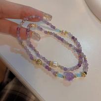 Violetinė krištolinė dvisluoksnė perlų apyrankė moterims, lengva prabanga, nišinė, išskirtinė geriausio draugo apyrankė, naujas „Instagram“ stilius 30cm