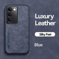 KEYSION PU Leather Case for VIVO Y100 5G Soft Silicone+PC Shockproof Phone Back Cover for VIVO V40 SE 5G V30 SE V30 Lite 4G for VIVO Y100 mėlyna