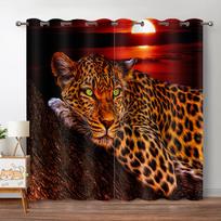 Tiger Lying on a Stone Window Curtains Living Room Fabric Drapes Wild Animal 3D Curtain Home Decor Curtains for Bedroom 2 Panels W50H130(CM)x2&Hook brown