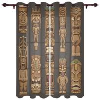 Vikingų rašto langų užuolaida svetainei miegamajam prabangi namų virtuvės dekoravimo prekės užuolaidos 135W x 60H(cm) brown